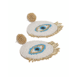 Ble s/2 Σκουλαρικια ''ματι'' σε Λευκο Χρωμα με Χαντρες.