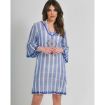 Ble Φορεμα Κοντο Μπλε με Ριγες one Size (100%cotton)