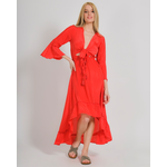Ble Φορεμα σε Κοκκινο Χρωμα με Ανοιγμα one Size (100% Crepe)