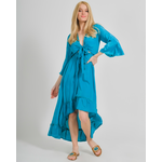 Ble Φορεμα σε Πετρολ Χρωμα με Ανοιγμα one Size (100% Crepe)