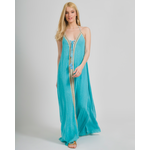 Ble Φορεμα Μακρυ Αμανικο σε Τυρκουαζ Χρωμα (100% Cotton)