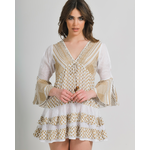 Ble Φορεμα Konto Λευκο με Χρυσες Λεπτομερειες one Size (100% Cotton)