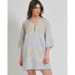Ble Φορεμα Konto Γκρι/μπλε με Χρυσες Λεπτομερειες one Size (100% Cotton)