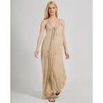 Ble Φορεμα Μακρυ Αμανικο σε Μπεζ Χρωμα (100% Cotton)