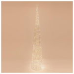 Κωνος Φωτιζομενος Ιριδιζων 210cm, 2400 Led, 31v Μετασχηματιστη, Timer, Ασημι Χαλκινο Καλωδιο, Θερμο Λευκο Led, Προεκταση Παροχης 5m, Ip44