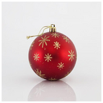 Μπαλα Πλαστικη, Κοκκινη ματ με Χρυσα Glitter Διακοσμητικα, σετ 6τμχ, 8cm