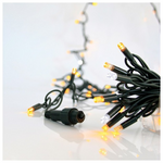 Σειρα, 100 led 5mm, 230v, 3 Επεκτασεις εωσ 9 Σετ, Πρασινο Καουτσουκ Καλωδιο, 90 Θερμα Λευκα led + 10 Λευκα Flash Led, ανα 10cm, Χωρις Παροχη, Ιρ65