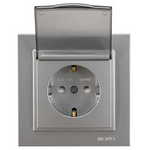 Πριζα Σουκο Καπακι 16a Κουμπωτος με Παιδικη Προστασια Ασημι