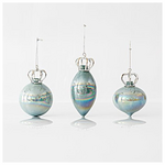 Γυαλινο Στολιδι, Ιριδιζον, Μεντα, με Κορωνα, 3 Σχηματα, σετ 4τμχ, 10 και 14,8cm