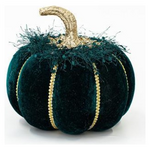 Βελουδινη Κολοκυθα, Σκουρο Πρασινο, με Χρυσο Γκλιτερ, 20cm