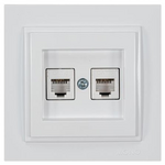 Πριζα Τηλεφωνου Διπλη rj 11 Λευκη