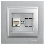 Πριζα Data cat 6 rj 45 Monh Ασημι