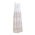 Ble Φορεμα Amaniko σε Λευκο Χρωμα με Κεντηματα one Size (100% Rayon)