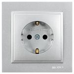 Πριζα Σουκο 16a Κουμπωτος με Παιδικη Προστασια Ασημι