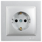 Πριζα Σουκο 16a με Παιδικη Προστασια Ασημι
