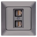 Πριζα Data Διπλη cat 6 rj 45 Γραφιτης