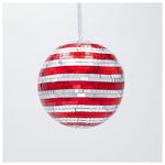 Γυαλινη Μπαλα, Ντισκο, Κοκκινη Ασημι, 12cm