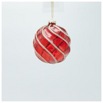 Γυαλινη Μπαλα, Κοκκινη Διαφανη με Χρυσο Glitter, σετ 4τμχ, 10cm