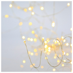 Σειρα, 300 Mini Led, 6v Μετασχηματιστη, Σταθερο,  Ασημι Χαλκινο Καλωδιο, Θερμο Λευκο Led, ανα 10cm, Προεκταση Παροχης 5m, Ιρ44