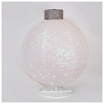 Φωτιζομενη Χριστουγεννιατικη Λευκη Mπαλα, με Βαση, 4,5v Μετασχηματιστη, 50 Θερμα Λευκα Mini Led, 45x45x60cm, Προεκταση Παροχης 3m, Ip44