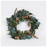 Στεφανι με Πρασινα Χρυσα Φυλλα και Σαμπανι Berries, 50cm