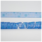 Κορδελα Διαφανη Μπλε, με Χιονονιφαδες, 6,35cm, 10y