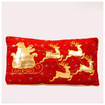 Μαξιλαρι Κοκκινο με Χρυση Παρασταση Ελκυθρο και Αγιο Βασιλη, 33cm
