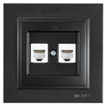 Πριζα Τηλεφωνου Διπλη rj 11 Μαυρο