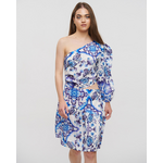 Ble Φορεμα Konto με 1ωμο και Ανοιγμα στη Μεση Μπλε/λευκο/μωβ s/m (Linen)