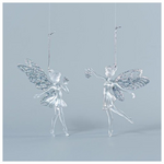 Νεραιδα Ακρυλικη, 2 Σχεδια, με Ασημι Glitter, 8,8x15,2cm