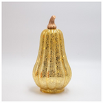 Φωτιζομενη Χρυση Γυαλινη Κολοκυθα, Μπαταριας 3xaa, Χρονοδιακοπτη, 10 Θερμα Λευκα Led, 12,5x24cm, Ip20