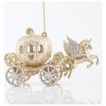 Αμαξα Κολοκυθα Ακρυλικη Χρυση, με Αλογο, 13,3x7,6cm