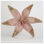 Λουλουδι Οργαντζα, ροζ με Glitter, 30cm