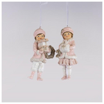 Στολιδι Πολυρεζιν, Παιδακια με ροζ Ρουχαλακια, 2 Σχεδια,  5,5x4x11,5cm