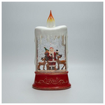 Επιτραπεζιο Διακοσμητικο σε Σχημα Κεριου, με Αγιο Βασιλη, με Νερο στο Εσωτερικο, Φωτιζομενο, Μπαταριας, Timer, 15.5x9.5x30cm