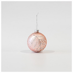 Γυαλινη Μπαλα, ροζ με Φυλλα, σετ 4τμχ, 10cm