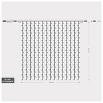 Κουρτινα, 480 led 3mm, 31v,επεκταση ωσ 3,με Μετασχηματιστη,προεκταση Παροχης 300cm,διαφανο Καλωδιο,θερμο Λευκο Led,300x300cm,ιρ44