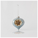 Γυαλινο Στολιδι, Κρεμμυδι, Ιριδιζον, Μεντα, με Χρυσο Αναγλυφο Σχεδιο, σετ 4τμχ, 10cm