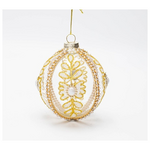 Γυαλινη Μπαλα, Διαφανη με Λευκη Περλα, σετ 4τμχ, 8cm