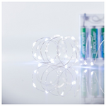 Σειρα, 20 Mini Led, Μπαταριας 2χαα, Timer, Ασημι Χαλκινο Καλωδιο, Λευκο Led, ανα 10cm, Προεκταση Παροχης 10cm, Ip20, Display box (24τμχ)