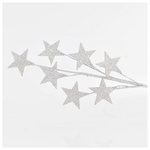 Κλαδι με Ασημι Glitter Αστερια, 46cm