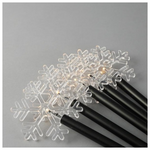 Σειρα, 5 led 3mm, 5 Χιονονιφαδες με Ραβδι για Εδαφος 34,5cm, Ηλιακο Συλλεκτη με Αισθητηρα, Μαυρο Καλωδιο, Θερμο Λευκο led ανα 35cm, Προεκταση Παροχης 200cm, Ip44