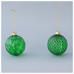 Γυαλινη  Μπαλα, Διαφανη Πρασινη, σετ 4τμχ, 8cm