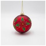 Γυαλινη Μπαλα, Κοκκινη με Αλεξανδρινο, σετ 4τμχ, 10cm