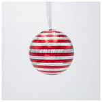 Γυαλινη Μπαλα, Ντισκο,κοκκινη Ασημι, 10cm