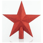 Κορυφη Δεντρου Αστερι Πλαστικο, Κοκκινο με Glitter, 20,5cm