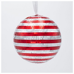 Γυαλινη Μπαλα, Ντισκο, Κοκκινη Ασημι, 14cm