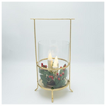 Μεταλλικο Φαναρι με Χρυσες Λεπτομερειες και 3 Κερια, 20x17x37cm