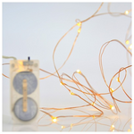 Σειρα, 12 Mini Led, Μπαταριας 2xcr2032, Μπρονζε Χαλκινο Καλωδιο, Θερμο Λευκο led ana 10cm, Ip20