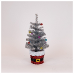 Δεντρακι Στολισμενο με Βαση αη Βασιλης, Ασημι, 45cm